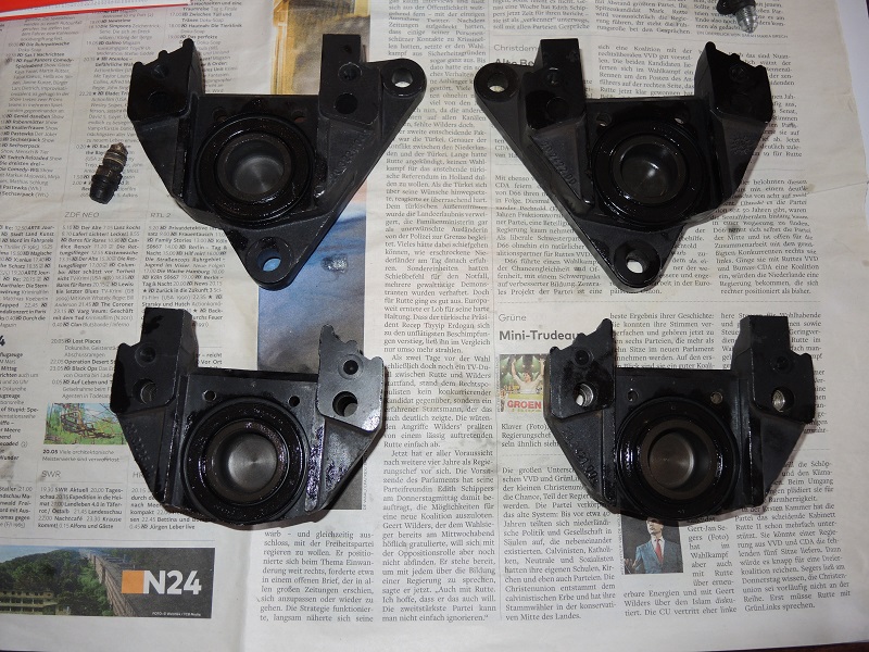 Front brake calipers after replacing the seals