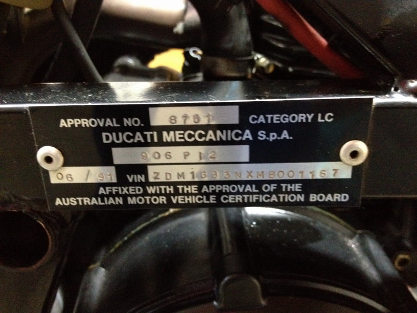 This is the compliance plate from our mates whose 907 you can see in the background of the photo of my bike. His is #1167.  Mine is #1762